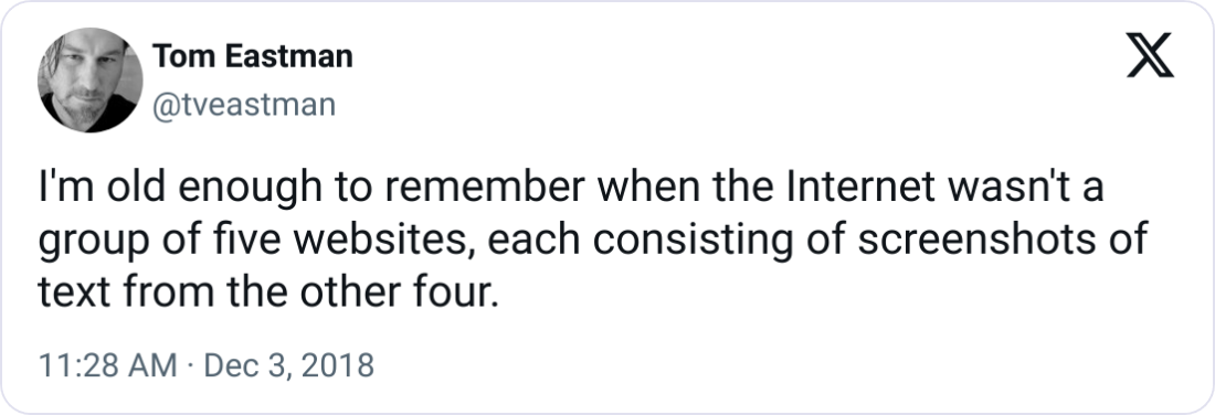 Screenshot of Tom Eastman tweet